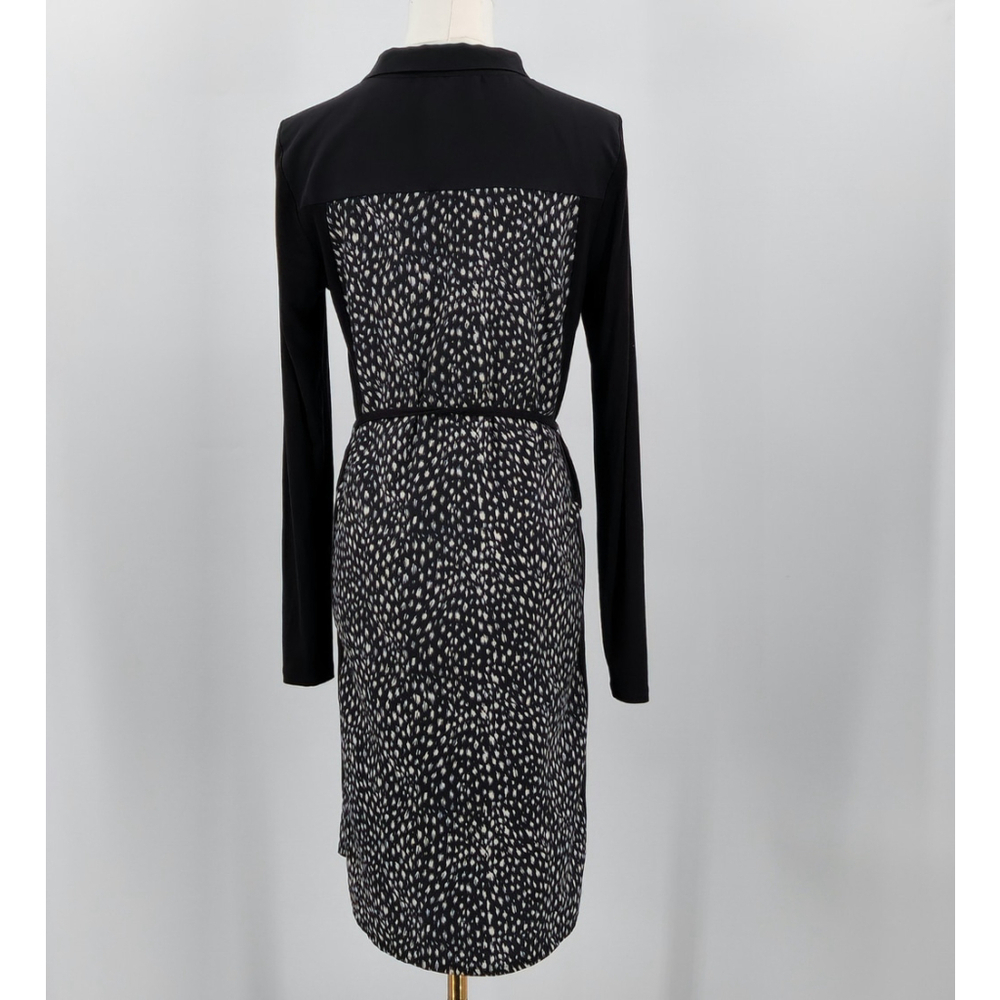 Oasis Animal Print Shirt Dress Black White Collared Long Sleeve S Chic Aesthetic - Picture 3 of 14